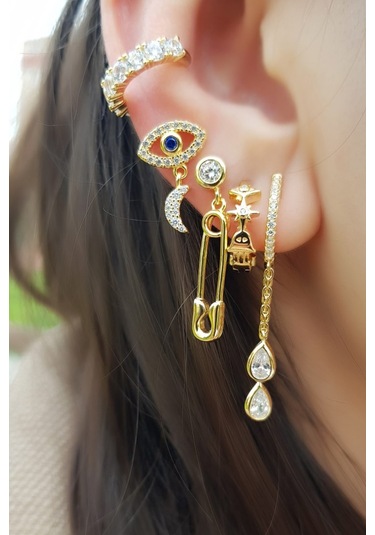 MorMajor Silver Ithal Dolu Taşlı Gümüş Kıkırdak-5545