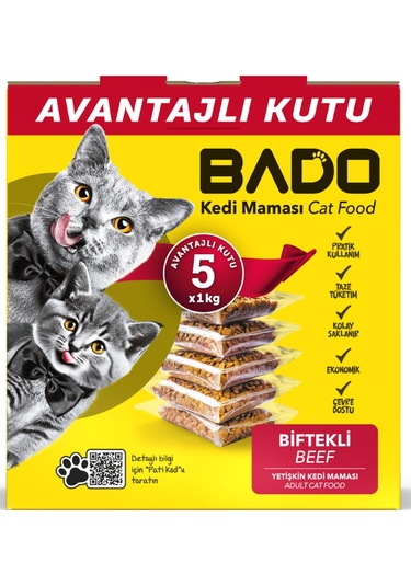 Bado Yetişkin Kedi Maması Etli 5x1kg