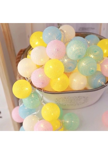 Yunboo 6cm Pembe Pamuk Topu Led Işık Zinciri, 3m 20 Işık Pil Li, Odalar Ve Yemeşlikler İçin Noel Bayramı Dekorasyon Aydınlatması Pembe