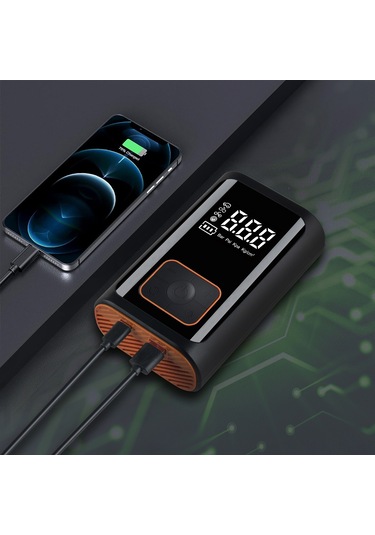 Reedark St-09 Kablosuz Elektrikli Hava Pompası, 4 Modlu Araba, Motosiklet, Bisiklet, Top , 150psı Maksimum Basınç, 2x2000mah Li-poly Batarya, Otomatik Durdurma, Usb Ters Şarj, Gece Aydınlatması Turuncu
