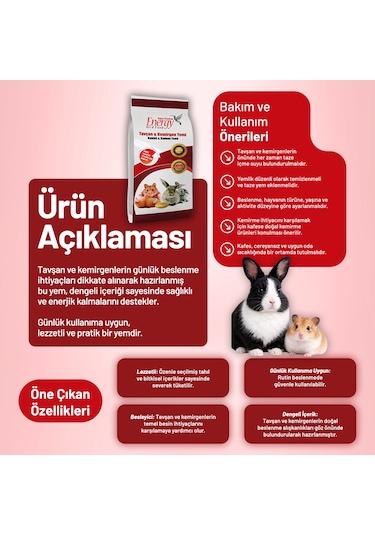 Tavşan & Kemirgen Yemi 500 G - 3 Adet
