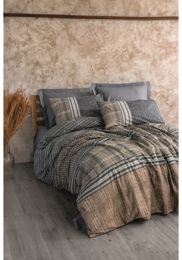 Cotton Box Toprak Çift Kişilik Nevresim Takımı Timbre Antrasit