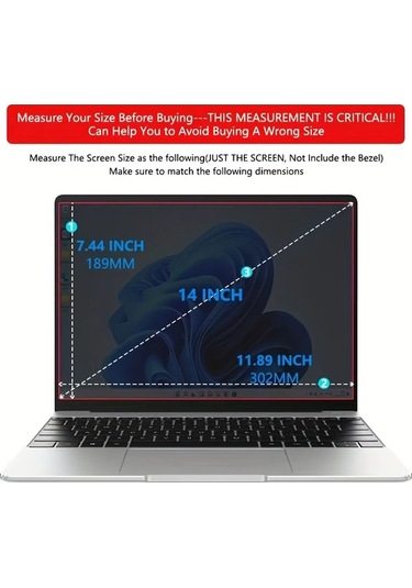 Honeybeeshop 14 İnç 16:10 Laptop Ekran Koruyucu Anti Spy Mat 3h Pet Gizlilik Koruma