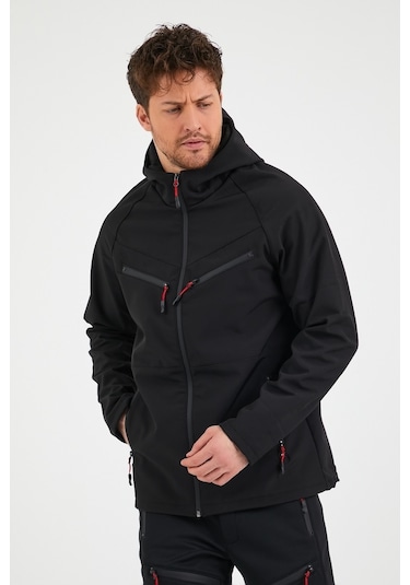 Genıus Store Erkek Mont Softshell Su Geçirmez Mont 4 Cepli-Siyah