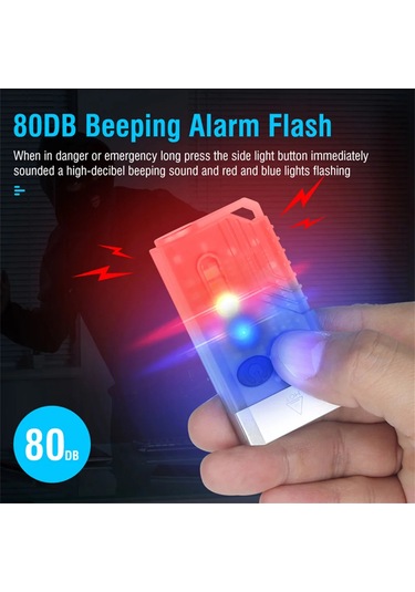 Symbee 1000lm Mini El Feneri, Şarj Edilebilir Uv Kırmızı Mavi Işık, Acil Durum Alarmlı, Ipx4 Su Geçirmez 100 Karakter Beyaz