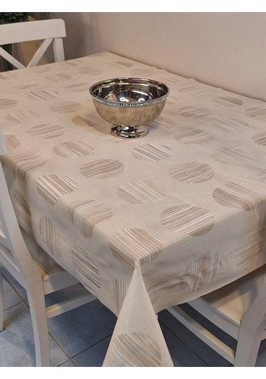 İthal Silinebilir Pvc Masa Örtüsü Kaymaz Tabanlı, Kumaş Görünümlü Pvc Masa Örtüs İth5520 Bej