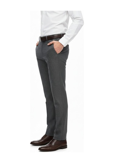 Erkek Regular Fit Hasır Kumaş Pantolon Likra Kumaş Bgl-st05039 Füme
