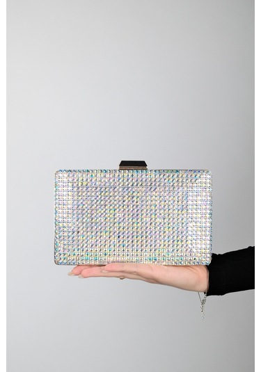 Luvishoes Gomeda Altın Kare Taşlı Kadın Abiye Çanta Altın