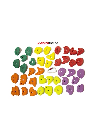 Tırmanma Duvarı Tutamak Seti 25 Adet Orta Boy Çok Renkli