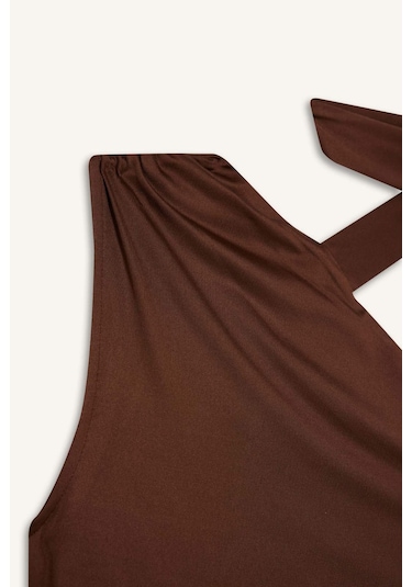 Defacto Tek Omuzlu Bağlama Detaylı Çıtçıtlı Body F9569ax25hsbn316 Kahve