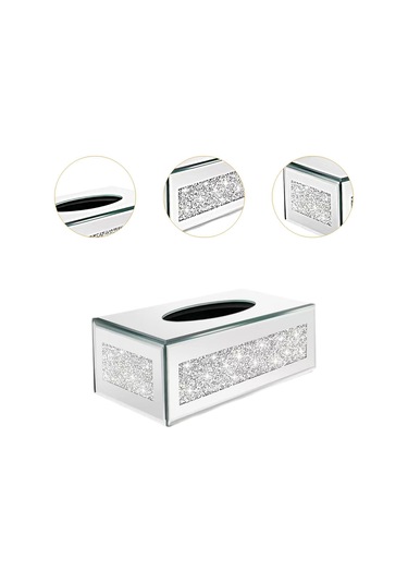 Homyl Mendil Kutusu Kapağı Oturma Odası Dekoru Vanity Tezgahı Gümüş