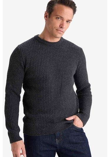 Defacto Standart Fit Bisiklet Yaka Triko Kazak E0811ax25wnar163 Antrasit