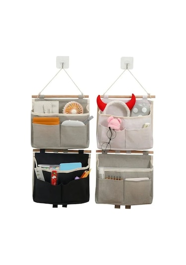 Tenfowee Duvar Tipi Organizer Bezi Depolama Çanta - Kucuk Eşyalarınızı Düzenleyin, Uzay Tasarrufu Sağlayın Beyaz Beyaz