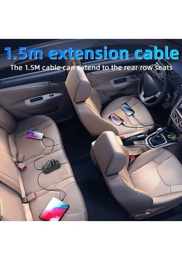 Novahub Yq5 Pd 105w Çakmak Adaptörü 5 Bağlantı Noktası Araç Şarj Cihazı Arka Koltuk İçin