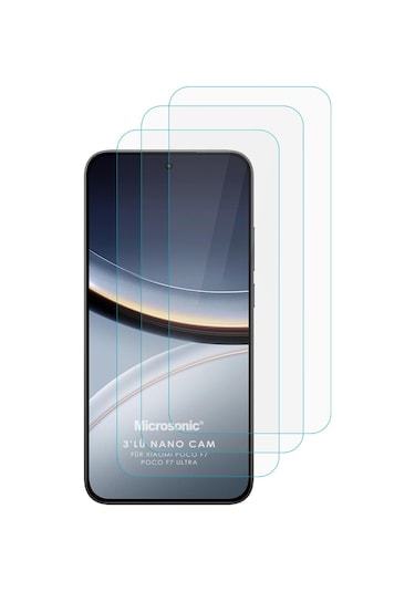 Microsonic Xiaomi Poco F7 Pro Screen Protector Nano Glass Cam Ekran Koruyucu 3 Lü Paket