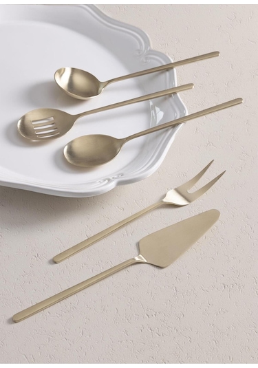 The Mia Giallo Servis Seti Gold 5 Parça - Servis Takımı Bej