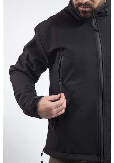 Vav Wear Tactical Outdoor Softshell Erkek Mont Shellht04 Siyah