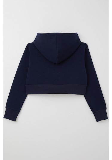 Breeze Kız Çocuk Crop Hırka Fermuarlı Kapüşonlu 8-14 Yaş, Lacivert Lacivert