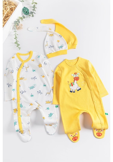 Babymod Zürafa Figürlü Uzun Kollu İkili Bebek Tulum 001