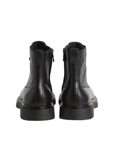 Erkek Monogram Desenli Fermuarlı Combat Bot - Siyah Black / Black Solid