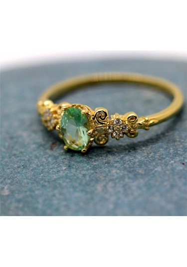 Carla Green Topaz Evlilik Teklifi Yüzüğü-Vintage Green Topaz Hedi