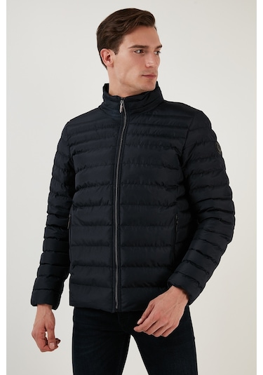 Buratti Dik Yaka Fermuarlı Cepli Slim Fit Şişme Erkek Mont 649002 Lacivert