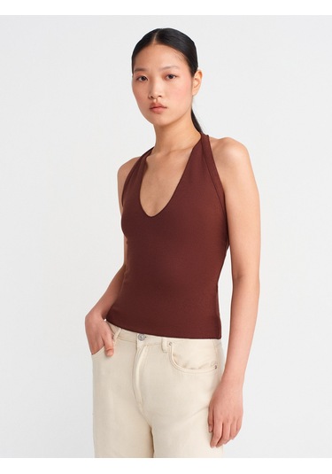 Dilvin 31971 Boyundan Bağlamalı Top-açık Kahve Açık Kahve