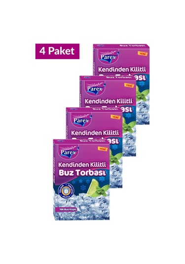 Kendinden Kilitli Buz Torbası 196 Buz Küpü 4 Paket