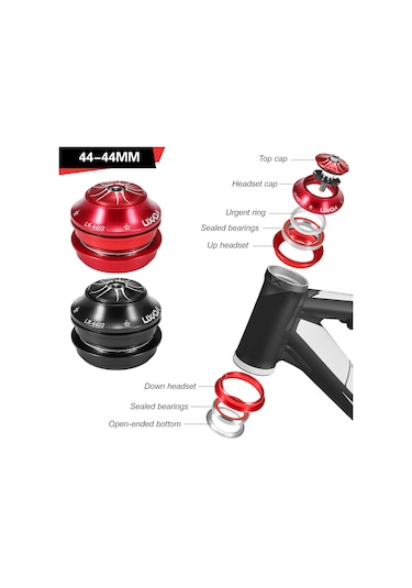 Lıxada 44-44mm Bisiklet Kulaklık Cnc Yüksek Hassasiyetli Y21222b Siyah Siyah