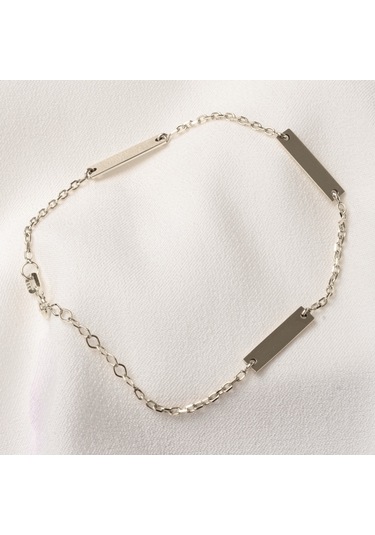 Gümüş Bileklik - Kişileştirelebilir Harf-isim Yazılabilir 3 Plaka 925 Ayar Gümüş Bileklik Gümüş