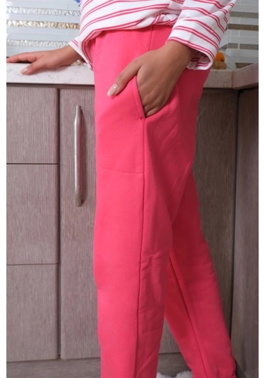 Giyim Kadın Uzun Kol 3 İplik Penye Pijama Takım Beyaz Beyaz