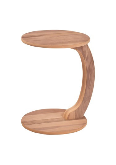 Evimeaksesuar Ufo Tekerli Yuvarlak Tekli C Sehpa Ceviz Kaplamalı Hâm&Cilasız