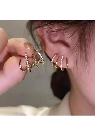 Çoklu Premium Zirkon Taşlı Küpe Çok Renkli