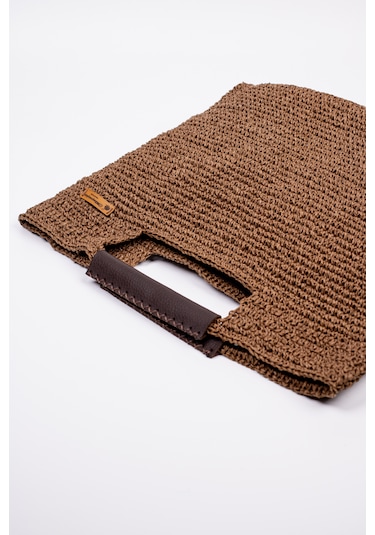 Fabric Craft Bag El Çantası Kağıt İp Örgü Acı Kahverengi