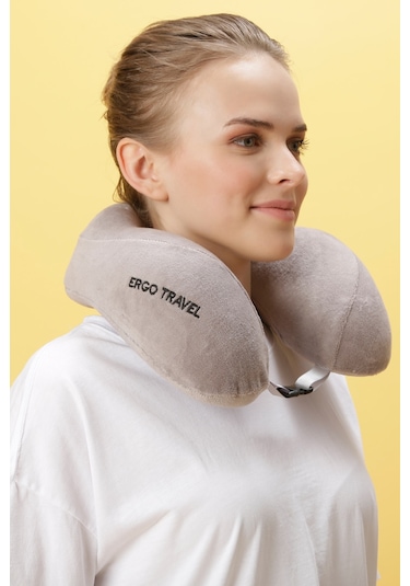 Viscofoam Comfy Ortopedik Seyahat Yastığı Visco Boyun Destekli Seyahat Yastığı - Gri | Ergo Travel
