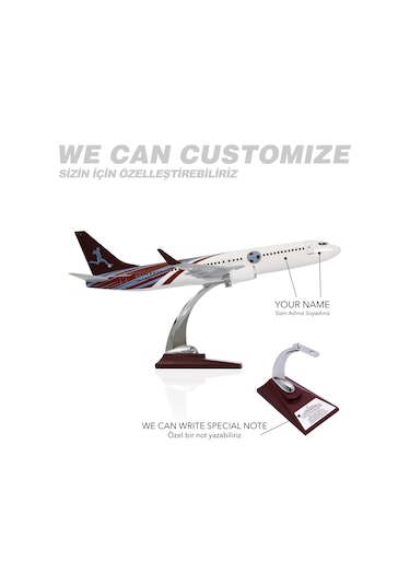 Zekupp - Maket Uçak Boeing 737-800 1/100 - Bordo Mavi Taraftar