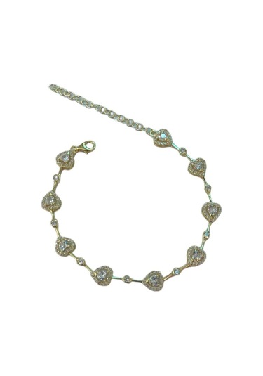 Gümüş Bayan Kalp Su Yolu Bileklik Gold