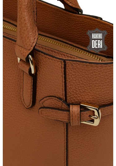 Hakiki Deri Kadın El Çantası Taba Smr7922 Taba