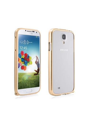 Samsung I9500 S4 0,7 Mm Metal Bumper Çerçeve Kılıf Gold