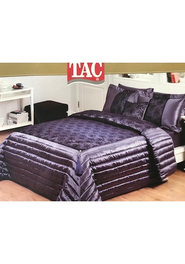 Taç Çift Kişilik Yatak Örtüsü Lucıdo Mürdüm