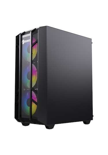 Zoko Hunter 4x12 CM ARGB Fan Mesh Panel Temperli Cam Bilgisayar Kasası Siyah