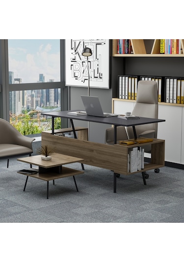 Lagomood İrony Poly Ofis Takımı Antrasit Ceviz