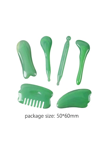 Homyl 7 Adet Gua Sha Masaj Aracı Taşınabilir El Geleneksel Yeşil