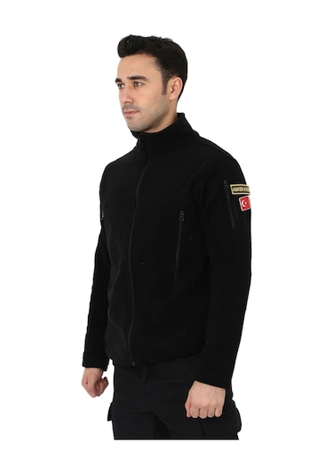 Erkek Siyah Taktik Polar Hırka - Outdoor Polis Poları (547422914)