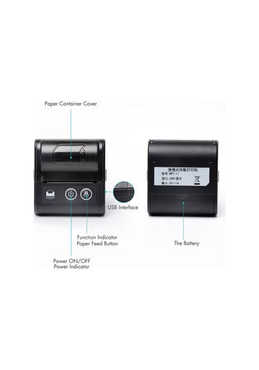 Tenfowee Beyaz Jk-5803p 57mm Taşınabilir Termal Makbuz Yazıcı - Usb+bluetooth Bağlantı, 2600mah Batarya, 1 Adet Termal Kağıt İle