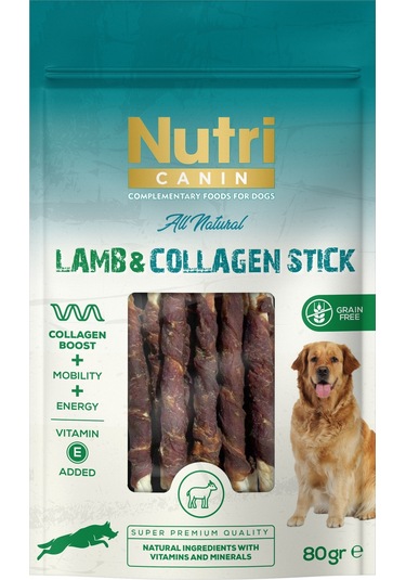 Nutri Canin Kuzu Eti Sargılı Kolajen Çubuk Tahılsız Köpek Et Ödülü 80 G