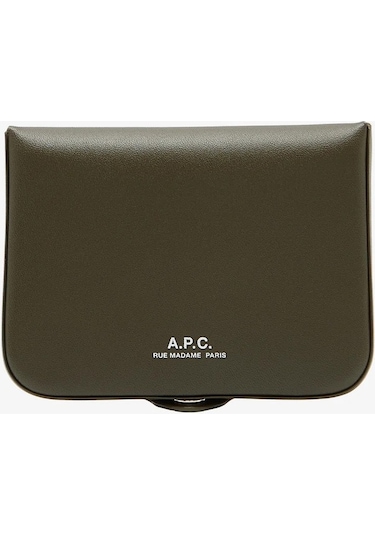 A.p.c Josh Unisex Lüks Bitkisel Deri Bozuk Para Kesesi Cüzdan Haki