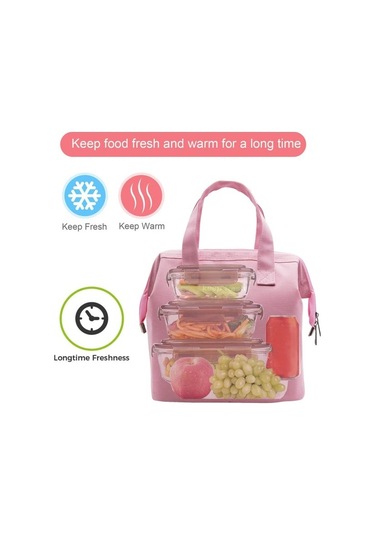 Yalıtımlı Öğle Yemeği Çantası Basit Bento Soğutucu Öğle Yemeği Pembe --