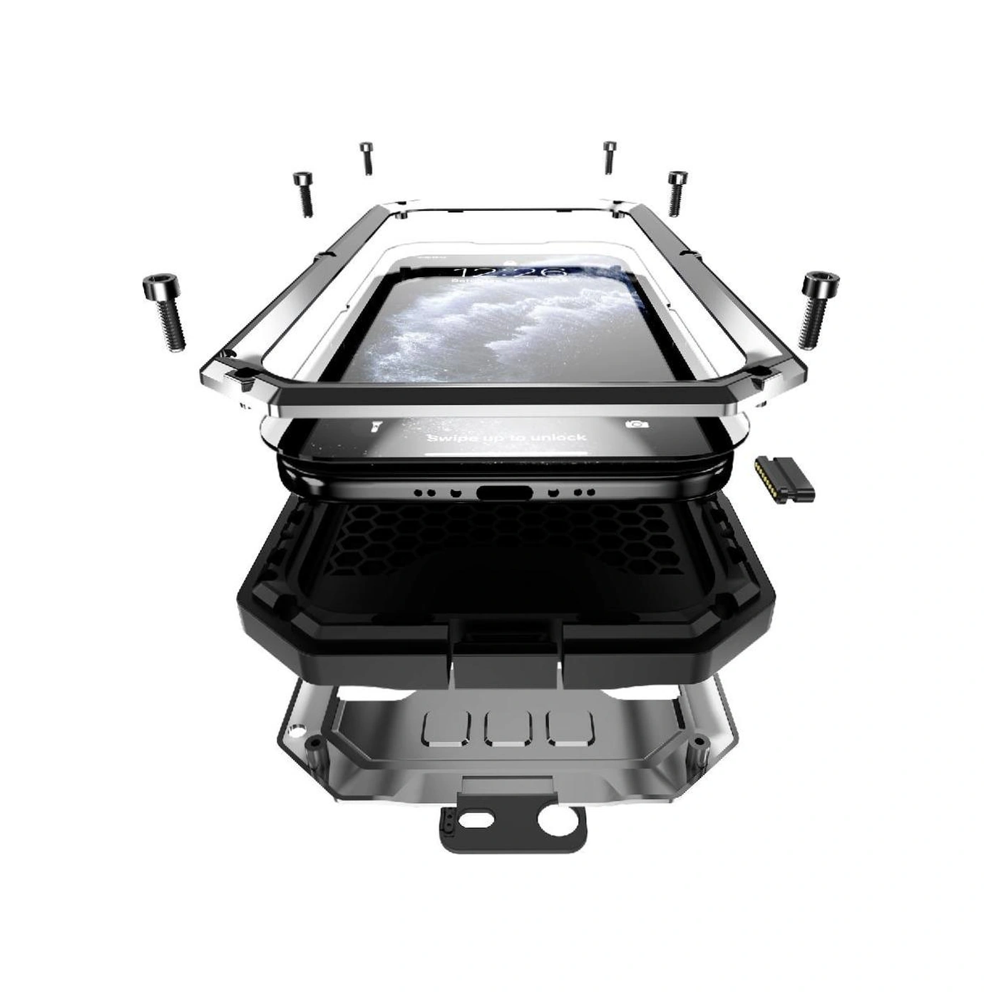 İphone İçin Metal Standlı Telefon Kılıfı Air Cam Ekran Koruyucu Ağır Hizmet Şok Geçirmez Dahili Kamera Kickstand