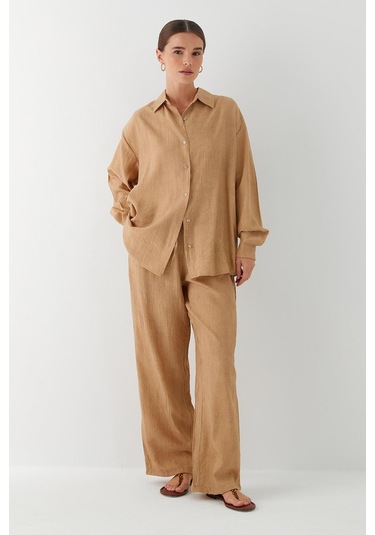 Gömlek Pantolon Takım Camel Camel